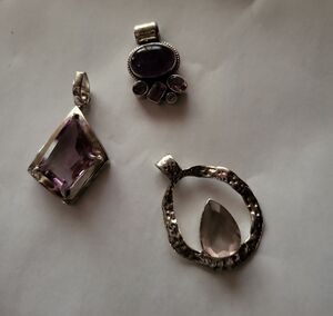 Beautiful Silver Amethyst Pendants (3)